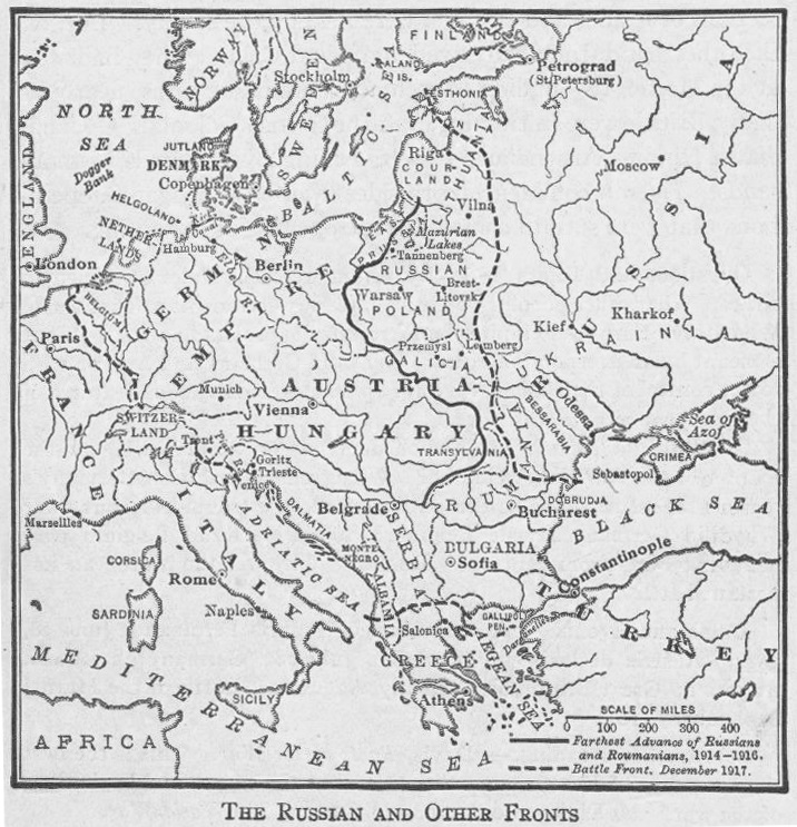 Map of the Eastern (Russian) Front in World War I