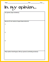In my opinion... Writing Worksheet
