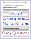 Rise of European Nation-states Essay Questions Worksheets