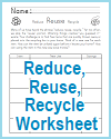 Reuse Household Items Worksheet for Grades 2-6