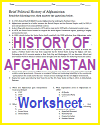 Afghanistan History Fact Worksheet with Questions