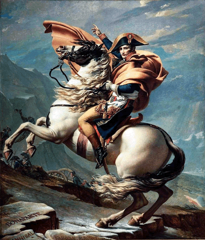Napoleon Crossing the Alps by Jacques-Louis David (1801)