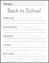 Back to School Handwriting Practice Worksheet