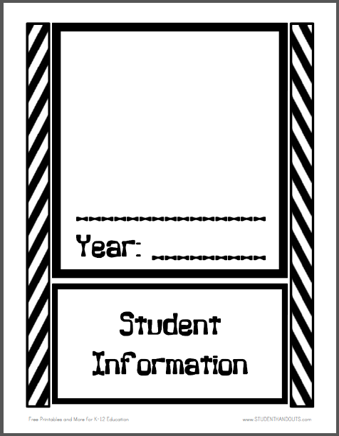 Black-and-White Chevron Pattern Student Information Binder Cover - Free to print (PDF file).