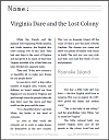 Virginia Dare and the Lost Colony at Roanoke Workbook