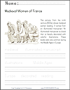 Medieval Women Coloring and Writing Worksheet