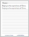 China Handwriting and Spelling Practice Worksheets