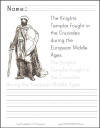 Knight Templar Coloring Page with Writing Practice