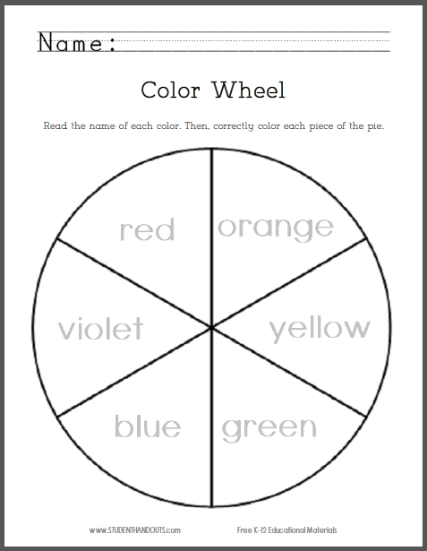Color Wheel for Primary Grades - Free to print (PDF file).