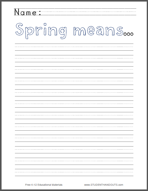 Spring Means... Writing Prompt for Primary Grades - Worksheet is free to print (PDF file).