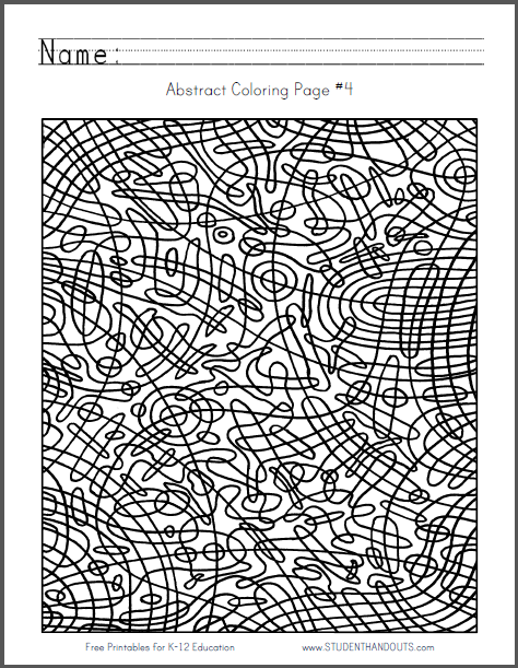Abstract Coloring Page #4 - Circular checkerboard design is free to print (PDF file).