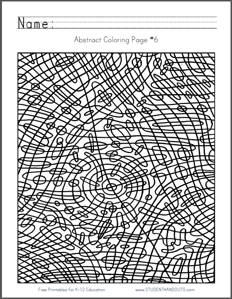Abstract Coloring Page #6 - Free to print (PDF file).