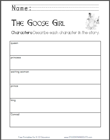 "The Goose Girl" eBook with Worksheets - Free to print (PDF files).