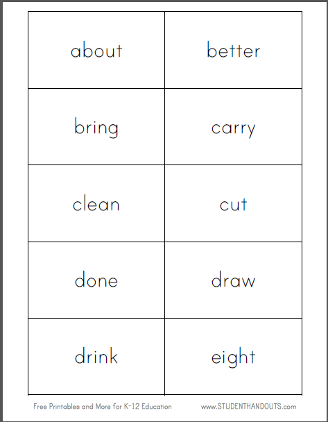 Dolch Third Grade Words Flashcards - Free to print (PDF file).