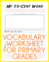 My 50-cent Word Vocabulary Worksheet