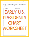 Early Presidents Chart Worksheet