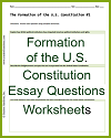 Formation of the United States Constitution Essay Question Worksheets
