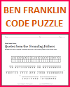 Benjamin Franklin Quote Puzzle Worksheet; Grades 4-12