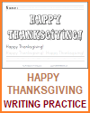 Happy Thanksgiving Handwriting Practice Coloring Worksheet