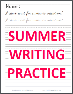 Summer Season Handwriting Practice Worksheets - Free to print (PDF files).