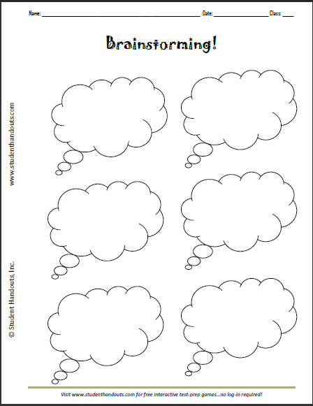 Brainstorming Thought Bubbles Worksheet - Free to print (PDF file).
