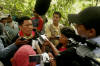 Emergildo Criollo, a leader from the Cofán indigenous community, testifies at the trial against