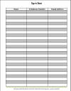Visitor Sign-in Sheet with Columns for Name, Number, and Email 