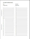 Student sign-in sheet for choir or band, with 46 rows.