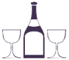 Purple Wine Bottle with Two Glasses