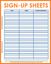 Free Printable Sign-up Sheets