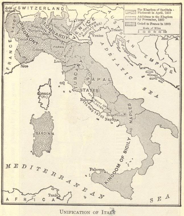 Map of the Unification of Italy