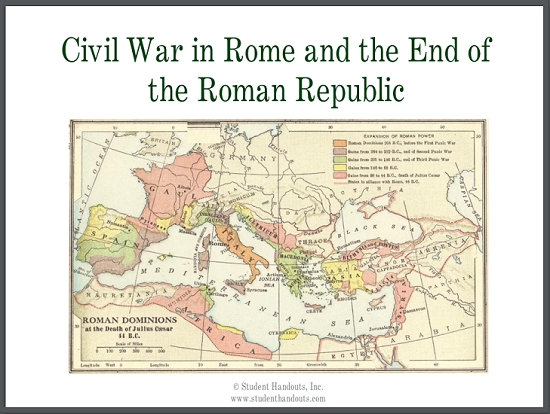 Civil War in Rome and the End of the Roman Republic PowerPoint Presentation with Guided  Student Notes