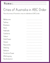 Australian Cities in ABC Order Worksheet