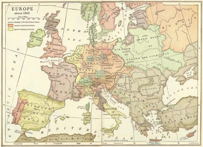 Map of Europe About 1560