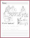 A is for Apple Pie Writing Worksheet