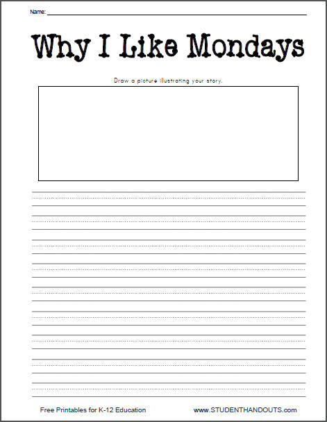 Why I Like Mondays Printable Lined Writing Prompt Worksheet
