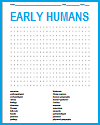 Early Humans Word Search Puzzle