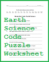 Earth Science Decipher-the-Code Puzzle Worksheet