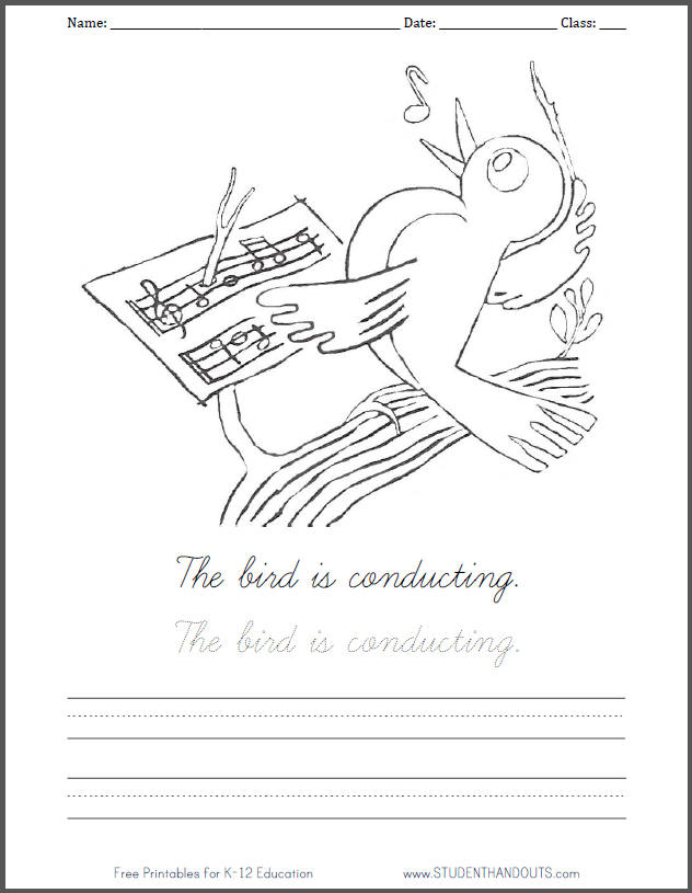 Bird Conducting Music Coloring Sheet
