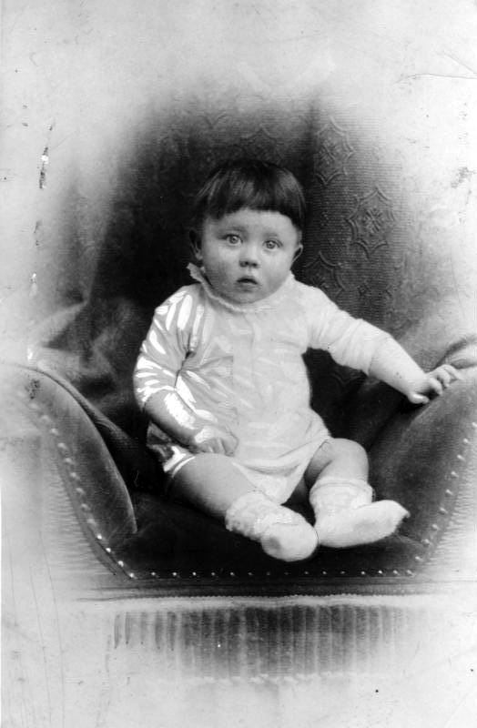 Adolf Hitler (1889-1945) as an infant. This innocent-looking baby, born in Braunau am Inn, Austria-Hungary, would ultimately be responsible for the deaths of countless millions, including an estimated 6 to 8 million civilians--Jews, Roma (Gypsies), Poles, Soviets, disabled persons, Jehovah's Witnesses, homosexuals, and others.