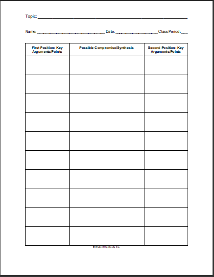 Social Studies Printable - Compromise, Resolution, and Synthesis