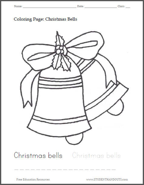 Christmas Bells Coloring Sheet for Kids