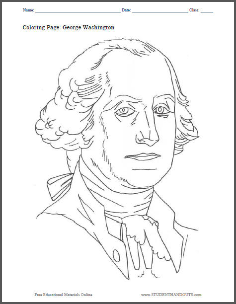 George Washington Coloring Sheet - Free to print (PDF file).