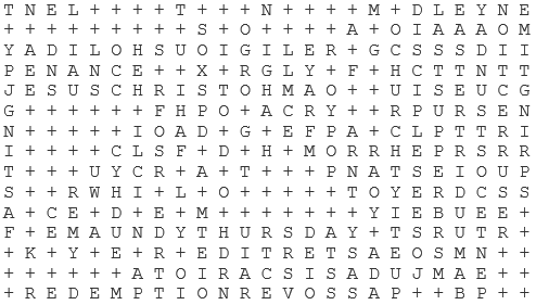 Religious Easter Word Search Puzzle Answer Key