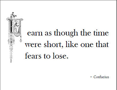 Learn as though the time were short, like one that fears to lose. - Confucius