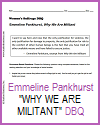 Emmeline Pankhurst "Why We Are Militant" DBQ Worksheet