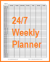 24-7 Weekly Planner Calendar Sheet