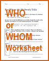 Who or Whom Grammar Worksheet