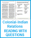 Colonial-Indian Relations Reading with Questions Worksheet