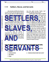 Settlers, Slaves. and Servants Reading with Questions